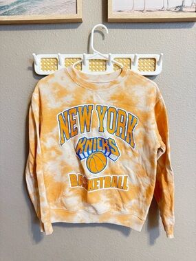 Hybrid Apparel Orange and Cream New York Knicks Tie-Dye Crewneck
